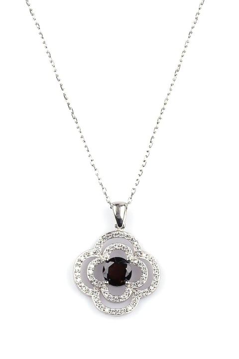 Garnet - Lal Doğal Taş 925 Ayar Gümüş Kolye