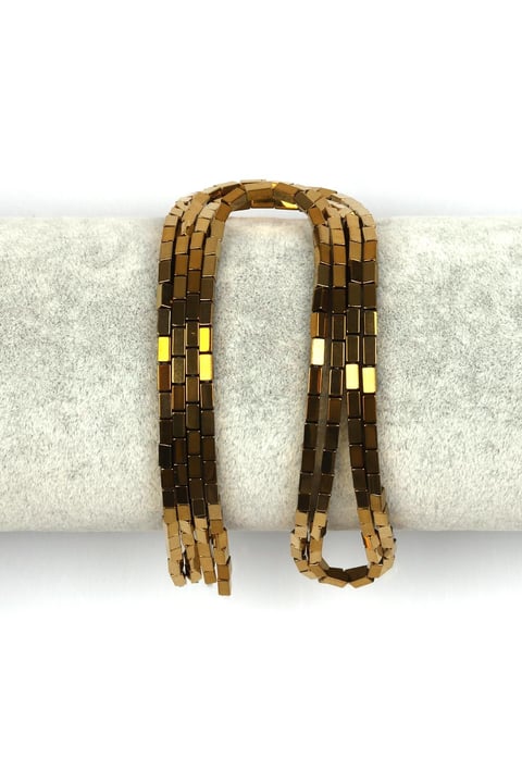 Gold Renk Hematit Dizi 2 x 4 mm Boru Kesim