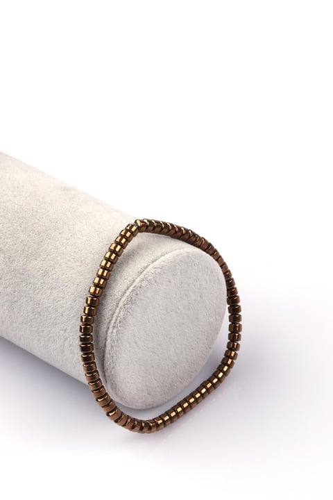 Gold Renkli Hematit Doğal Taş Bileklik 2 x 4 mm Rondel Kesim