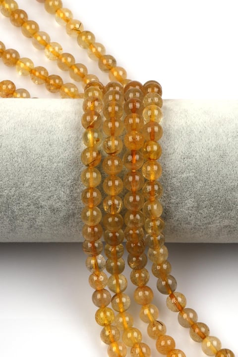 Gold Rutil Kuvars Doğal Taş Dizi 7 mm Küre Kesim