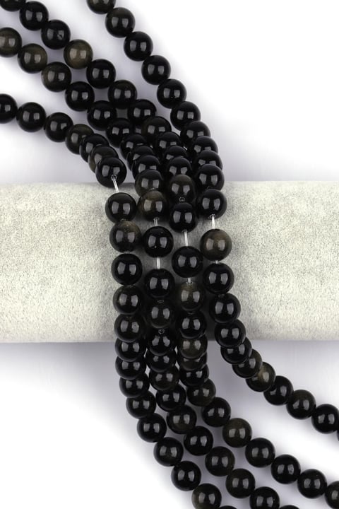 Golden Obsidyen Doğal Taş Dizi 10 mm Küre Kesim