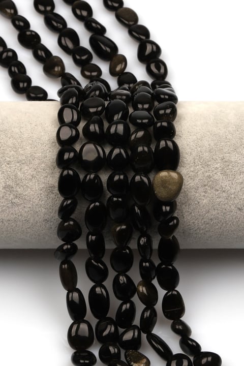 Golden Obsidyen Doğal Taş Dizi 10 x 13 mm Mercimek Kesim - DZ-1253