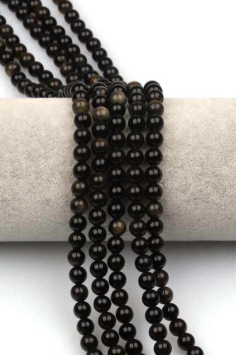 Golden Obsidyen Doğaltaş Dizi 6 mm Küre Kesim