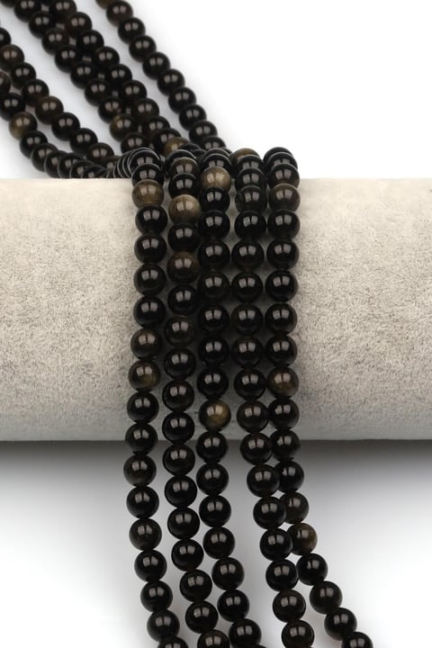 Golden Obsidyen Doğaltaş Dizi 6 mm Küre Kesim