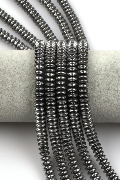 Gümüş Gri Renkli Hematit Dizi 3 x 8 mm Rondel Kesim
