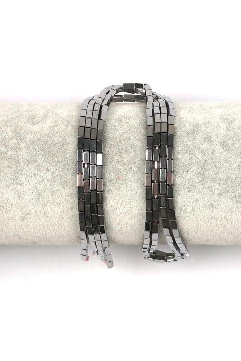 Gümüş Renk Hematit Dizi 2 x 4 mm Boru Kesim