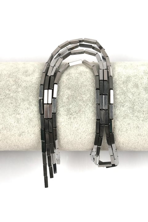 Gümüş Renk Hematit Dizi 2 x 8 mm Boru Kesim