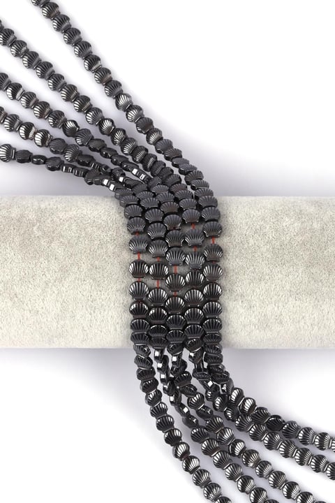 Hematit Doğal Taş Dizi 6 x 3 mm Deniz Kabuğu Model