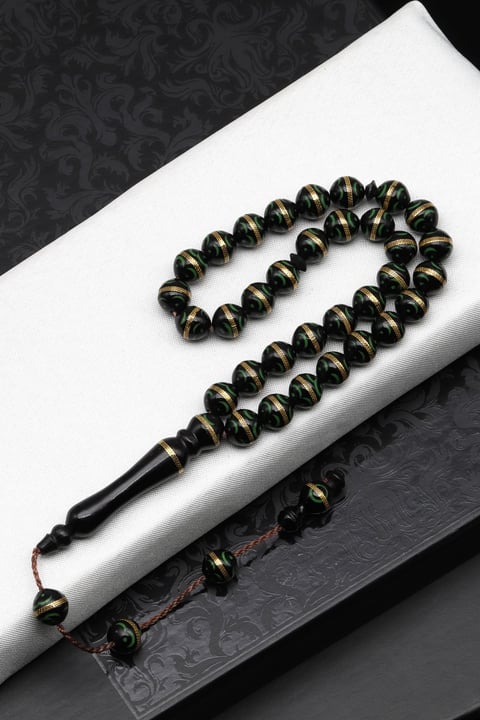 İşlemeli Kuka Tesbih 7 x 8 mm Küre Kesim - T-1680