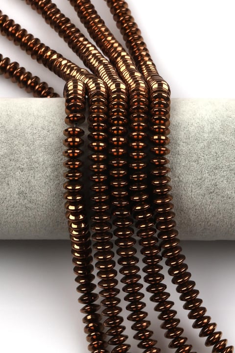 Kahverengi Renkli Hematit Dizi 3 x 8 mm Rondel Kesim