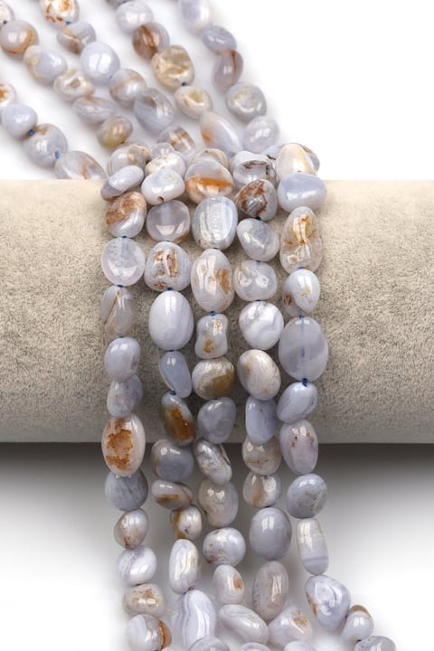 Kalsedon Doğal Taş Dizi 10 x 13 mm Mercimek Kesim - DZ-1249