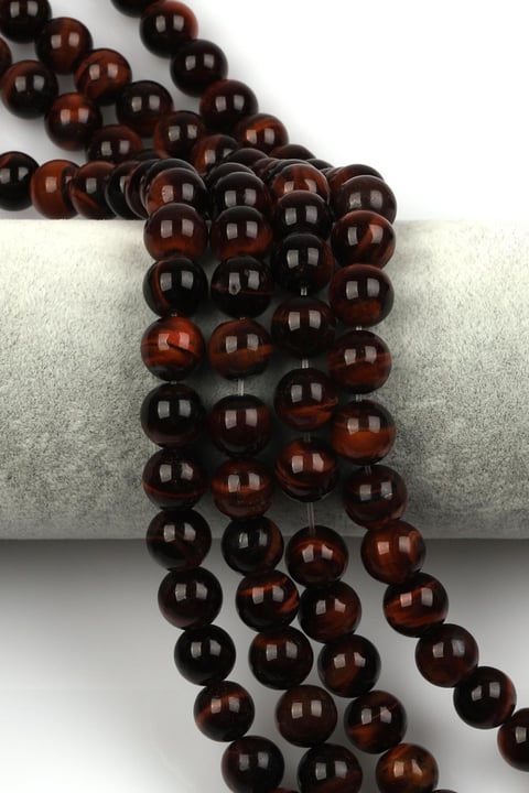 Kırmızı Kaplan Gözü ( AB Kalite ) Doğal Taş Dizi 10 mm Küre Kesim
