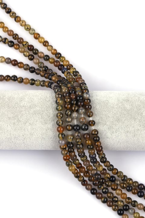 Koyu Yeşil Akik Doğal Taş Dizi 6 mm Küre Kesim