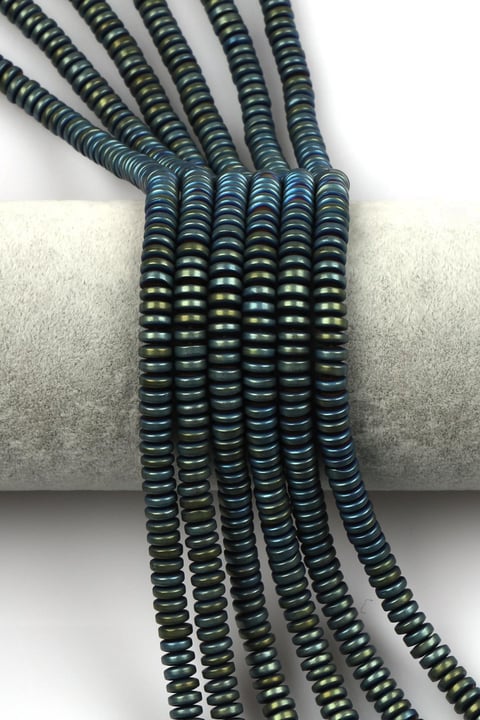 Koyu Yeşil Hematit Dizi 2 x 6 mm Rondel Kesim