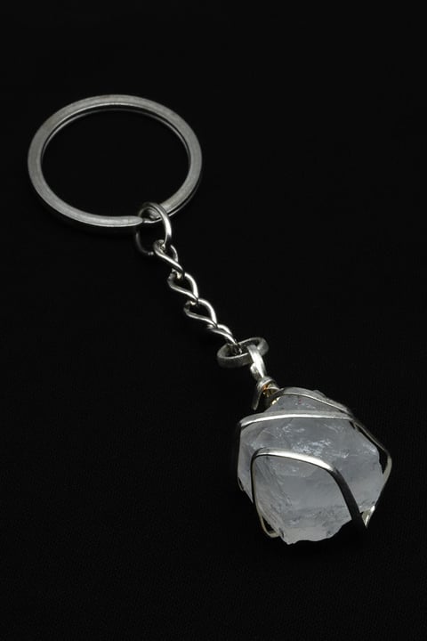 Kristal Kuvars Doğal Taş Anahtarlık - ANH-0154