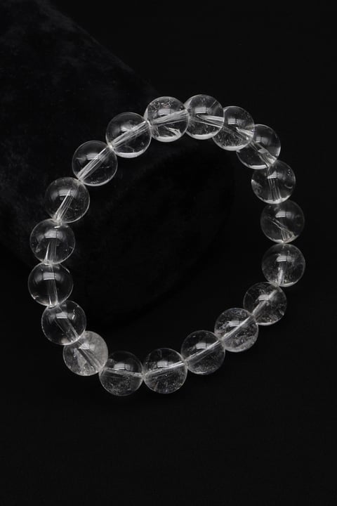 Kristal Kuvars Doğal Taş Bileklik 10 mm Küre Kesim - BLK-2326