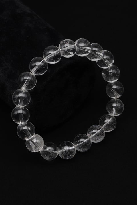 Kristal Kuvars Doğal Taş Bileklik 10 mm Küre Kesim - BLK-2326