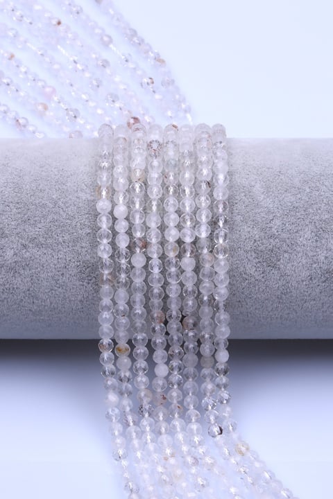 Kristal Kuvars Doğal Taş Dizi 4 mm Fasetli Küre Kesim - DZ-1545