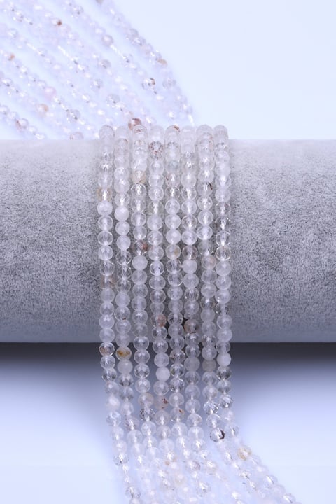Kristal Kuvars Doğal Taş Dizi 4 mm Fasetli Küre Kesim - DZ-1545