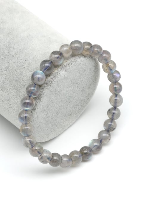 Labradorit ( AA Kalite ) Doğal Taş Bileklik 7 mm Küre Kesim
