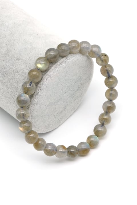 Labradorit Doğal Taş Bileklik 7 mm Küre Kesim