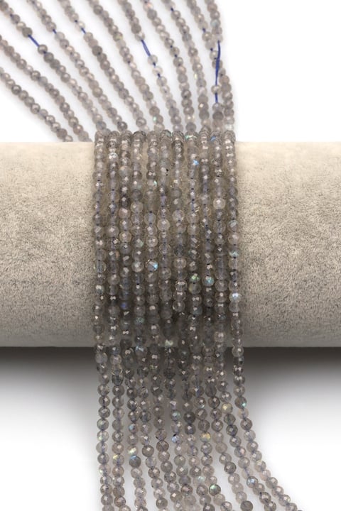 Labradorit Doğal Taş Dizi 3 mm Fasetli Küre Kesim - DZ-1317