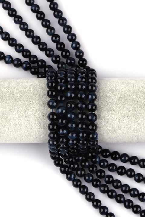 Lacivert Kaplan Gözü Doğal Taş Dizi 8 mm Küre Kesim