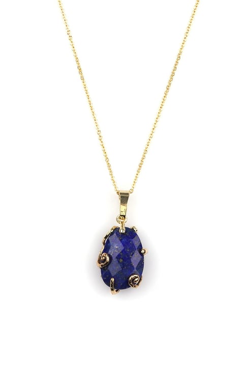 Lapis Lazuli Doğal Taş Gold Renkli Kolye