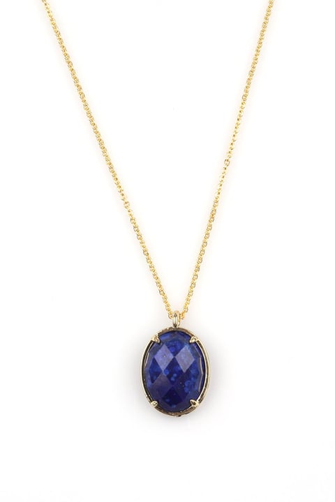 Lapis Lazuli Doğal Taş Gold Renkli Kolye