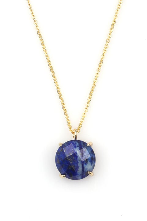 Lapis Lazuli Doğal Taş Gold Renkli Kolye