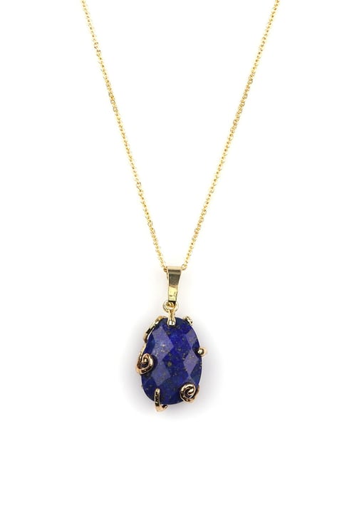 Lapis Lazuli Doğal Taş Gold Renkli Kolye