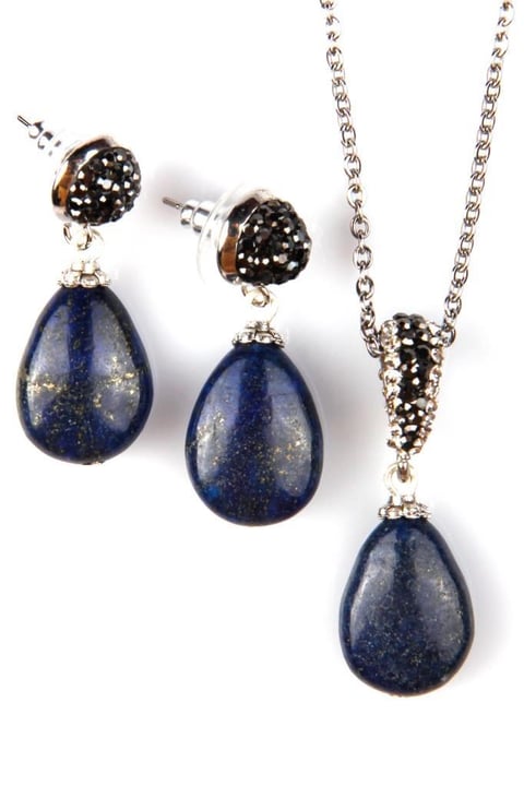Lapis Lazuli Doğal Taş Kolye – Küpe Set