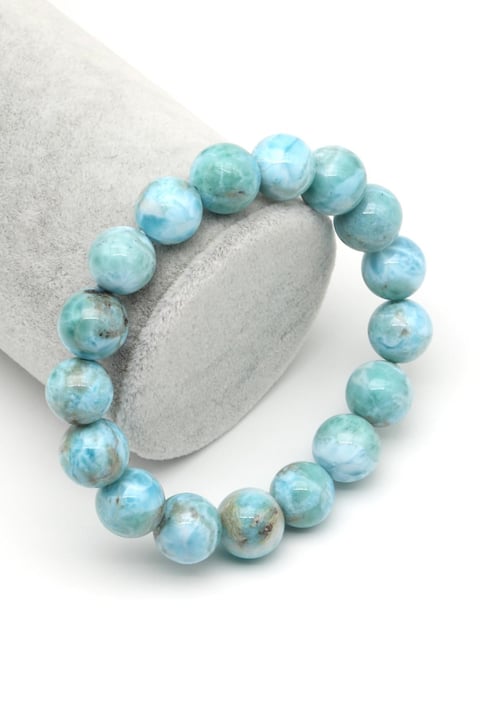 Larimar Doğal Taş Bileklik 12 mm Küre Kesim