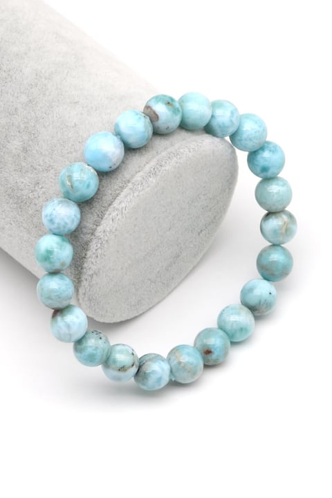 Larimar Doğal Taş Bileklik 9 mm Küre Kesim