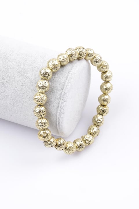Lav Doğal Taş Gold Renkli Bileklik 8 mm Küre Kesim