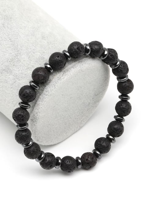 Lav-Hematit Doğal Taş Bileklik 8 mm Küre Kesim - BLK-2059