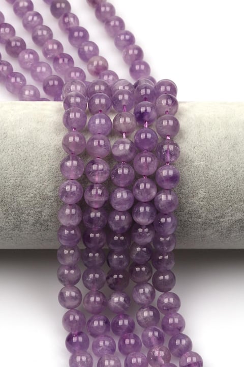 Lavander Ametist (AA Kalite) Doğal Taş Dizi 8 mm Küre Kesim