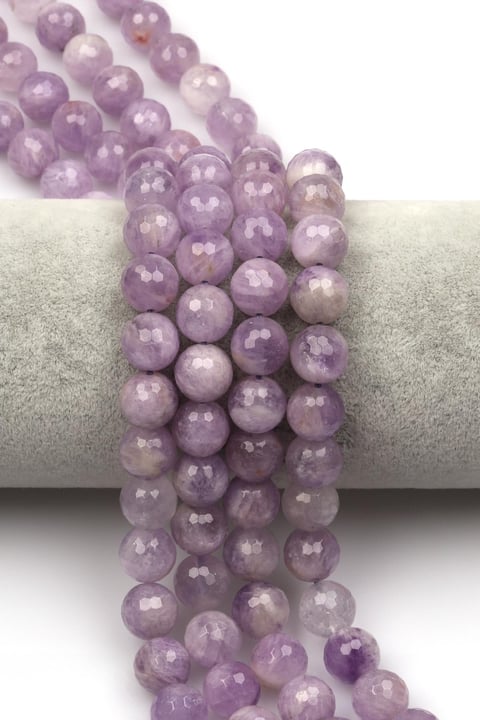 Lavander Ametist Doğaltaş Dizi 10 mm Fasetli Küre Kesim