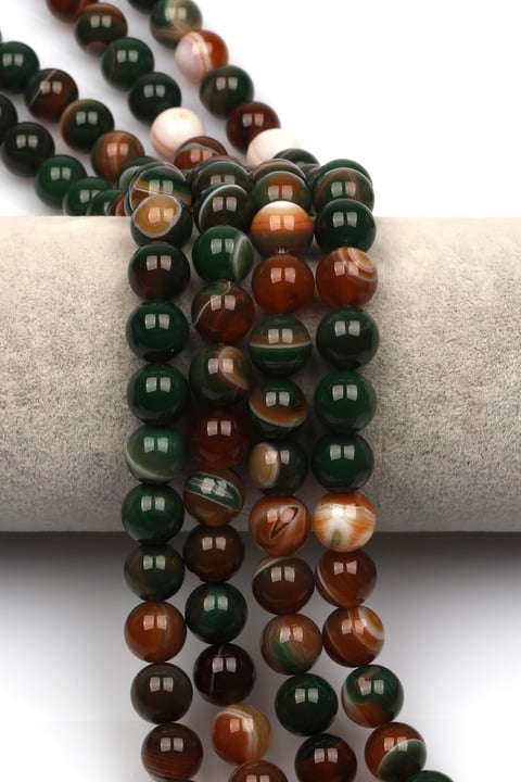 Madagaskar Akik Doğal Taş Dizi 10 mm Küre Kesim - DZ-1006