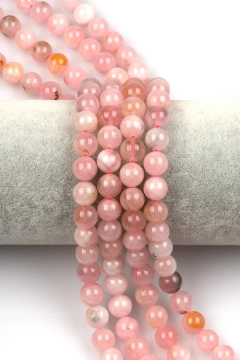 Madagaskar Pembe Kuvars ( AB Kalite ) Doğal Taş Dizi 8 mm Küre Kesim