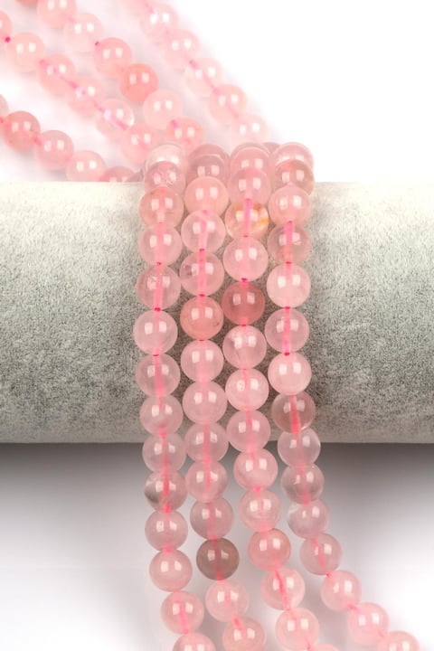 Madagaskar Pembe Kuvars ( AB Kalite ) Doğal Taş Dizi 8 mm Küre Kesim