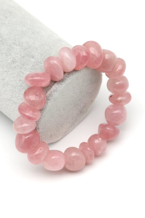 Madagaskar Pembe Kuvars Doğal Taş Bileklik 8 x 15 mm Özel Kesim - BLK-2359