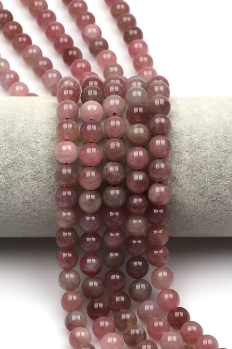 Madagaskar Pembe Kuvars Doğal Taş Dizi 8 mm Küre Kesim - DZ-0854
