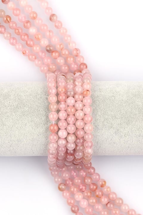Madagaskar Pembe Kuvars Doğal Taş Dizi 6 mm Küre Kesim