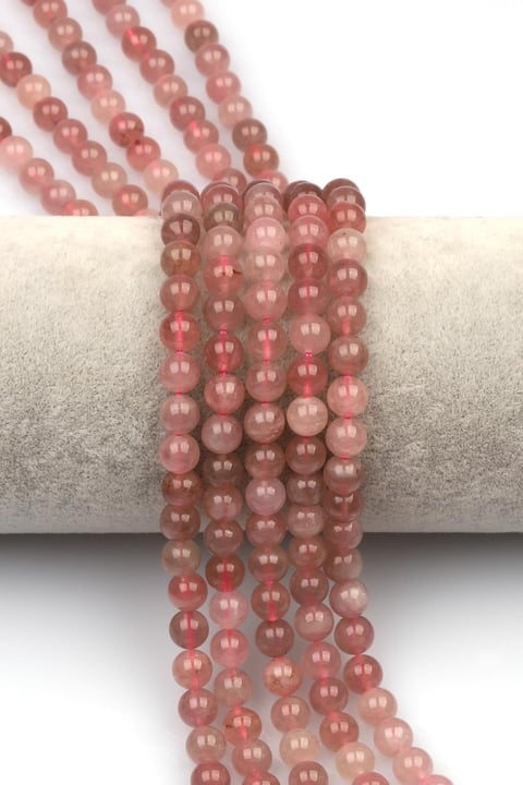 Madagaskar Pembe Kuvars Doğaltaş Dizi 6 mm Küre Kesim