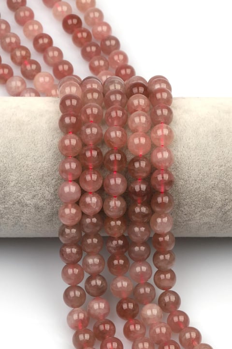 Madagaskar Pembe Kuvars Doğaltaş Dizi 8 mm Küre Kesim