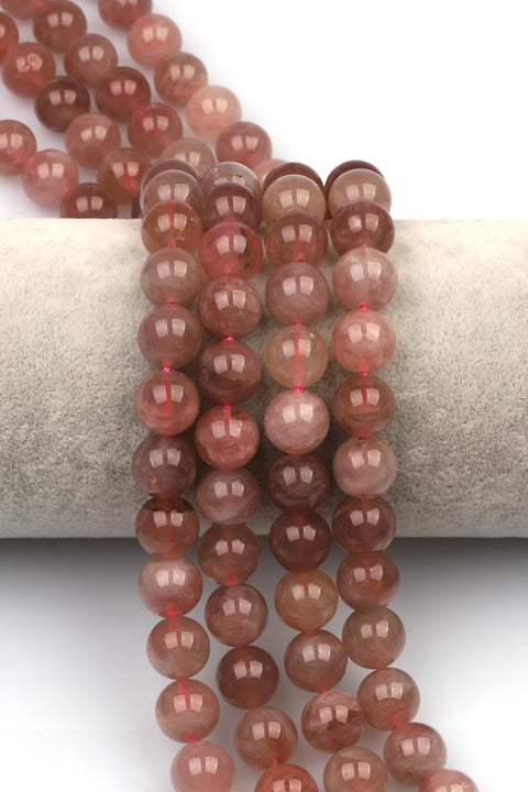 Madagaskar Pembe Kuvars Doğaltaş Dizi 10 mm Küre Kesim