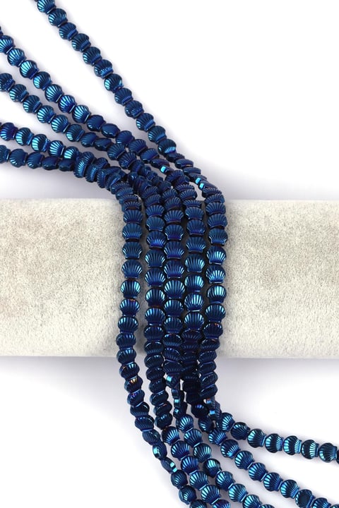 Mavi Hematit Doğal Taş Dizi 6 x 3 mm Deniz Kabuğu Model
