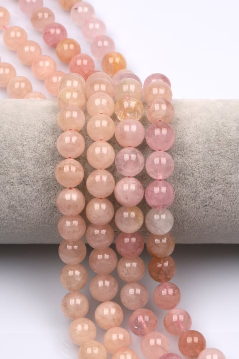 Morganit Doğal Taş Dizi 10 mm Küre Kesim - DZ-1039