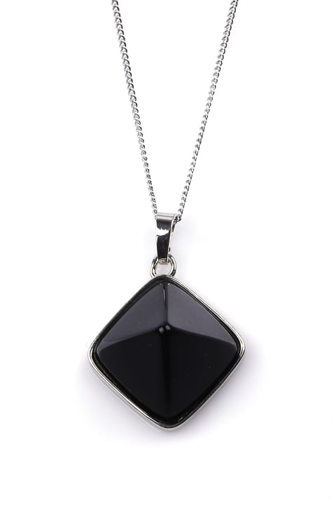 Obsidyen Doğal Taş Piramit Model Kolye